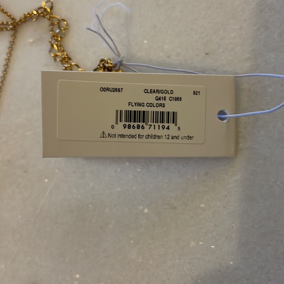 Kate Spade NY never worn gold necklace with 6 clear charms - Picture 4 of 6